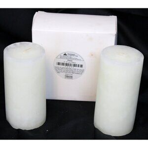 NEW Southern Living Peony Pillar Candles 6" Tall White Scented set of 2 in box